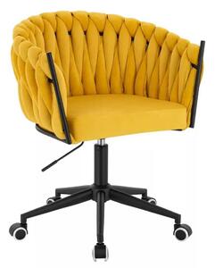 LuxuryForm DESIGN Židle NORDEN VELUR na černé podstavě s kolečky - žlutá