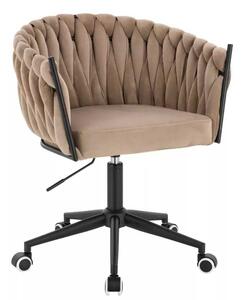 LuxuryForm DESIGN Židle NORDEN VELUR na černé podstavě s kolečky - latte