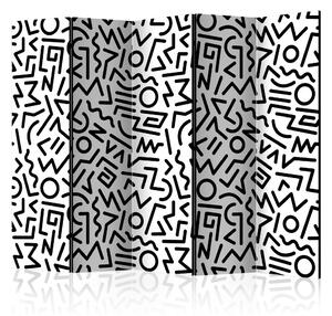 Paraván - Black and White Maze [Room Dividers]