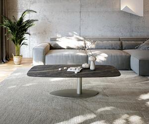 DELIFE Konferenční stolek Edge Boot 140x80 cm keramika Laminam® Noir Desir hnědá Vibany kov titanová barva