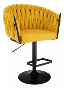 LuxuryForm DESIGN ﻿Barová židle NORDEN VELUR na černé kulaté podstavě - žlutá