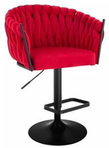 LuxuryForm DESIGN Barová židle NORDEN VELUR na černé kulaté podstavě - červená