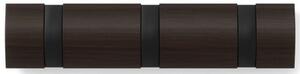 Dřevěný věšák na zeď Umbra Flip 3 s kovovými háčky | tmavě hnědý Typ: 8 háčků