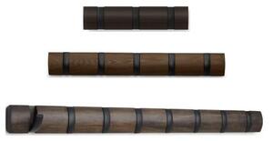 Dřevěný věšák na zeď Umbra Flip 3 s kovovými háčky | tmavě hnědý Typ: 3 háčky