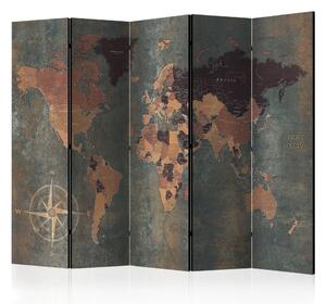 Paraván - Room divider - Map in Browns and greys