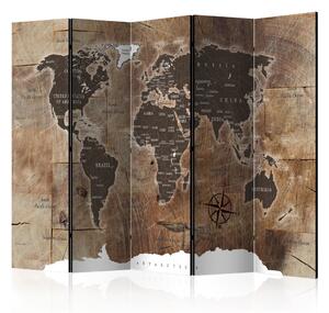 Paraván - Room divider - Map on the wood