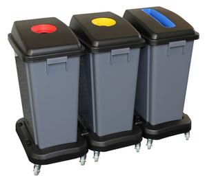Merida Sestava odpadkových košů na tříděný odpad 3x60 l, na kolečkách, plast