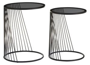 Kulaté odkládací stolky se skleněnou deskou v sadě 2 ks Trento – Premier Housewares