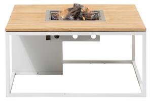 COSI Stůl s plynovým ohništěm - typ Cosiloft 100 bílý rám / deska teak