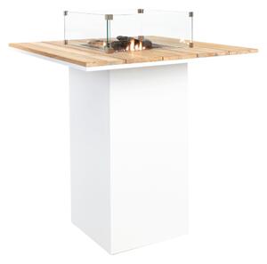 COSI Stůl s plynovým ohništěm - typ Cosiloft barový stůl bílý rám / deska teak