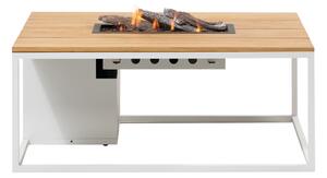 COSI Stůl s plynovým ohništěm - typ Cosiloft 120 bílý rám / deska teak