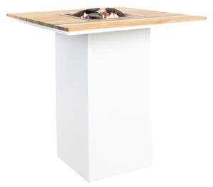 COSI Stůl s plynovým ohništěm - typ Cosiloft barový stůl bílý rám / deska teak