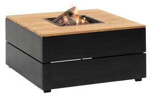 COSI Stůl s plynovým ohništěm - typ Cosipure 100 černý rám / deska teak