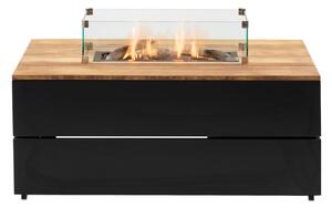 COSI Stůl s plynovým ohništěm - typ Cosipure 120 černý rám / deska teak