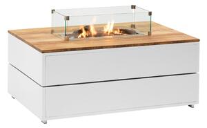 COSI Stůl s plynovým ohništěm - typ Cosipure 120 bílý rám / deska teak