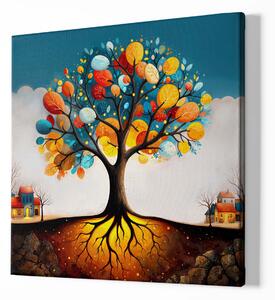 Obraz na plátně - Strom života Zemská síla FeelHappy.cz Velikost obrazu: 40 x 40 cm