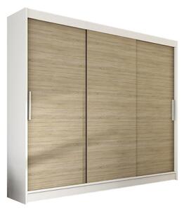 Velká šatní skříň ASTON II bílá/dub sonoma šířka 250 cm