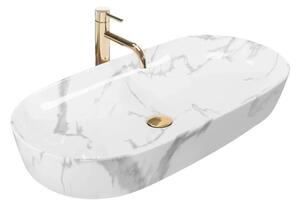 REA-U8403 - Umyvadlo na desku CLEO 41x81 cm keramika/dekor mramoru
