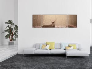 Obraz - Jelen v lese (170x50 cm)