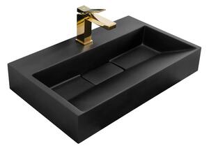 REA-U8779 - Umyvadlo na desku GOYA 37x60 cm konglomerát/matná černá