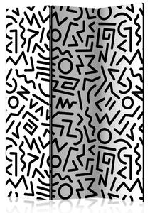 Paraván - Black and White Maze [Room Dividers]