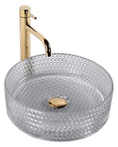 REA-U9615 - Umyvadlo na desku CRISTAL pr. 35,5 cm sklo/šedá