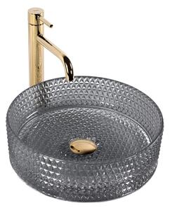 REA-U9671 - Umyvadlo na desku CRISTAL pr. 35,5 cm sklo/kouřová šedá