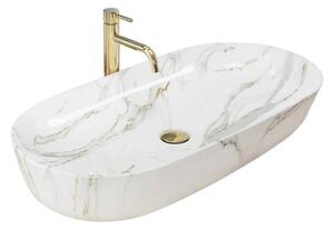 REA-U8404 - Umyvadlo na desku CLEO 41x81 cm keramika/bílá/dekor mramoru