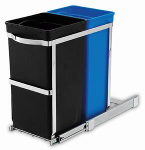 Vestavný odpadkový koš na tříděný odpad Simplehuman – 20/15 l, výsuvný, lesklá ocel /plast