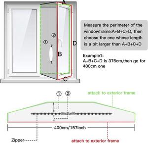 FastShopping - Seating set for Windows 400 cm - Okénko Season with Zipper Clasp for Mobile Air Conditioning and Suiring - Jednoduchá instalace a