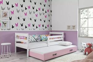 Dětská postel s výsuvnou postelí ERYK 200x90 cm Bílá Ružové