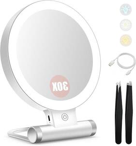 Posílit rutinu makeupu s dvojitým stolním zrcadlem, zvětšujícím kosmetické zrcadlo, ideální pro precizní práci (bílé, 30 cm)