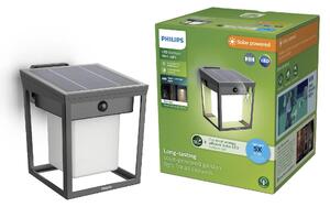 Philips Blaise UltraEfficient solární LED svítidlo se senzorem 1,5W 250/20lm 3000K IP44, hranaté, antracit