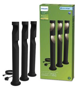 Philips Desi GardenLink 3x venkovní LED sloupek Low Voltage 3x1,5W 3x180lm 2700K 24V IP44 70cm, černý, sada