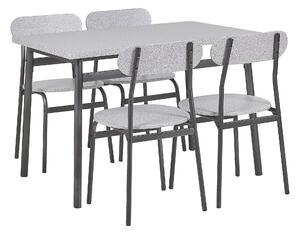 Sada jídelního stolu a 4 židlí šedá s černou VELDEN