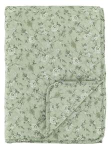 Zelený prošívaný přehoz s květy Flowers Aix Quilt - 130*180 cm - Chic Antique