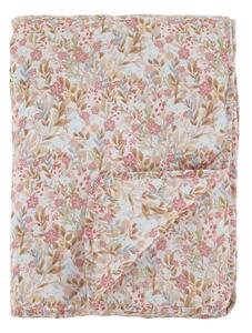 Růžovo-modrý prošívaný přehoz s květy Flowers Aix Quilt - 130*180 cm - Chic Antique