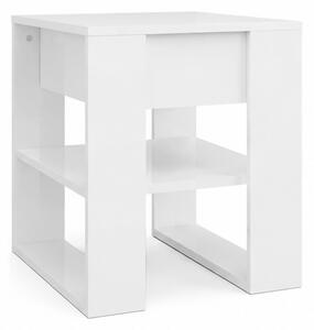 Konfereční stolek, s odkládací policí, dřevo, 56x54x46 cm, bílá s vysokým leskem, Dekorino KS20260006
