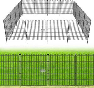 SnelShoppen - Dekorativní plot pro zahradu, 10 panelů, délka 7,65 m, výška 60 cm, nerezová ocel, ocelová bariéra pro zvířata, ideální pro zahradu, dvůr, pro králíky