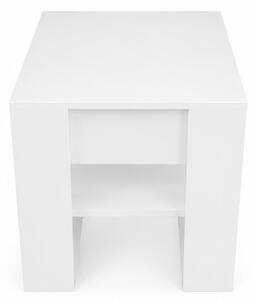 Konfereční stolek, s odkládací policí, dřevo, 56x54x46 cm, bílá s vysokým leskem, Dekorino KS20260006