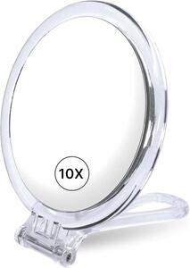 FastShopping - Fantasia cestovní zrcadlo akrylové skládací s 10-násobnou zvětšení, make-up zrcadlo Ø 16 cm, ideální pro na cestu, s sametovým pouzdrem
