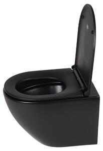 Differnz, závěsné WC, bez oplachového kruhu - Keramické závěsné WC. Součástí je toaletní sedátko. Bez oplachového kruhu. Technologie splachování Tornado-Flush. Zpomalovací mechanismus Softclose. Rozměry: 49 x 36 x 37 cm. Barva: černá