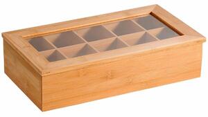 Kesper 58901 Organizér na čaje bambus, 10 přihrádek, 36 x 20 x 9 cm