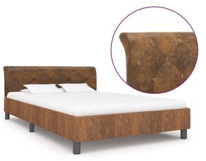 Rám postele hnědý umělá broušená kůže 120 x 200 cm