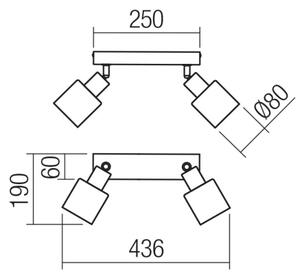 Redo 01-3985 - Bodové svítidlo ROTIS 2xE14/15W/230V