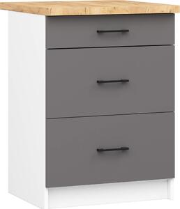 Kuchyňská linka s pracovní deskou OLIWIA Bílá, grafitově šedá Š60xV85xH46 cm