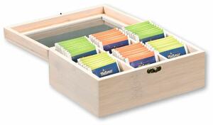 Kesper 57902 Organizér na čaje bambus, 6 přihrádek, bílá, 21,5 x 16 x 9 cm