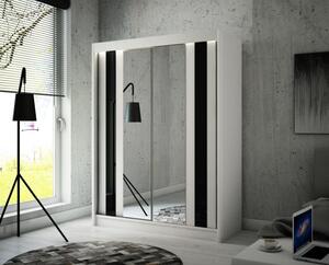 Kvalitní Šatní Skříň Como 200 cm Černá Bílý mat