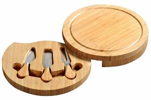 Kesper 58642 Prkénko na krájení sýra s příborem bambus, 23 x 23 x 3,6 cm