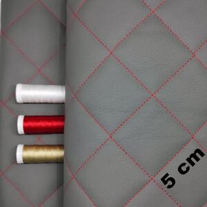 Ekokůže 5x5 barva Šedá prošívaná Červenými nitěmi, metráž, 145 cm